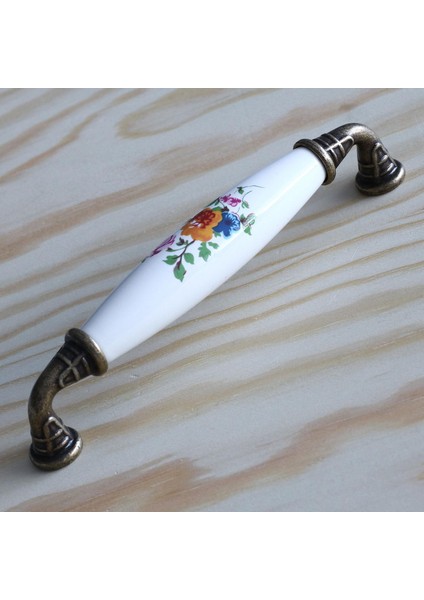 Gerçek Porselen Çiçekli Beyaz 128 mm Kulp Mobilya Mutfak Kulplar Dolabı Çekmece Dolap Kapak Kulpu fiyatları