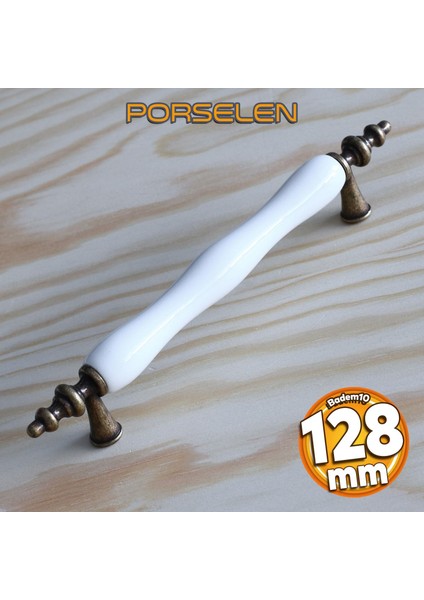 Gerçek Porselen Antik Sarı Beyaz 128 mm Kulp Mobilya Mutfak Kulplar Dolabı Çekmece Dolap Kapak Kulpu