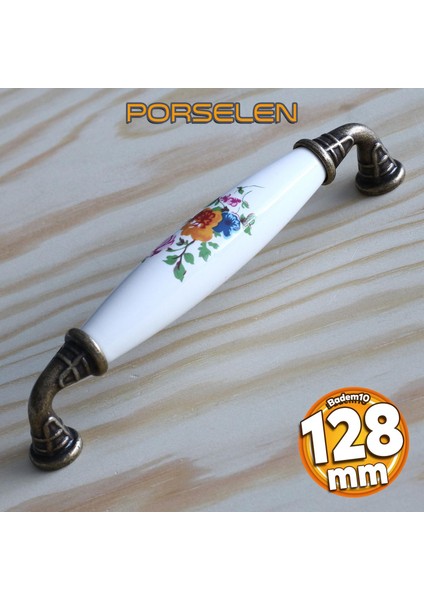 Gerçek Porselen Çiçekli Beyaz 128 mm Kulp Mobilya Mutfak Kulplar Dolabı Çekmece Dolap Kapak Kulpu