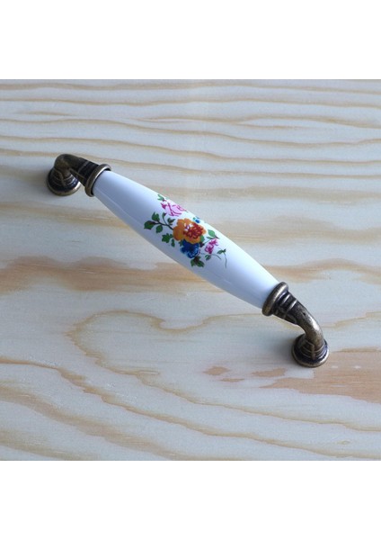 Gerçek Porselen Çiçekli Beyaz 128 mm Kulp Mobilya Mutfak Kulplar Dolabı Çekmece Dolap Kapak Kulpu indirimleri