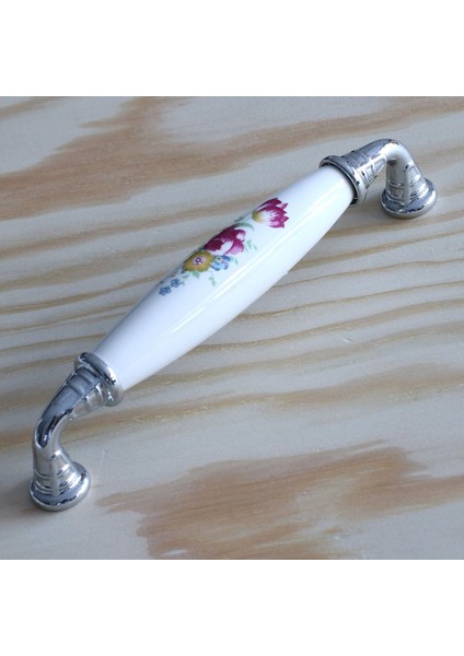 Gerçek Porselen Kulp Çiçekli Beyaz 128 mm Mobilya Mutfak Kulplar Dolabı Çekmece Dolap Kapak Kulpu fiyatları