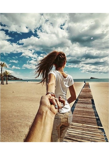 Canvas Sahilde Ask Sayılarla Boyama Seti Kasnaklı