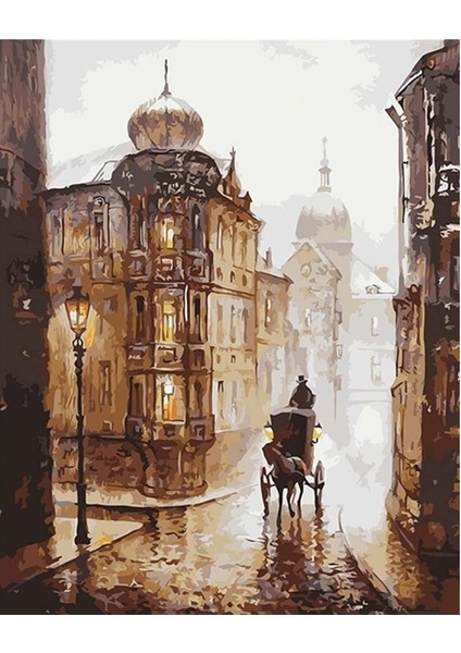 Canvas Sokaklar ve Fayton Sayılarla Boyama Seti Kasnaklı