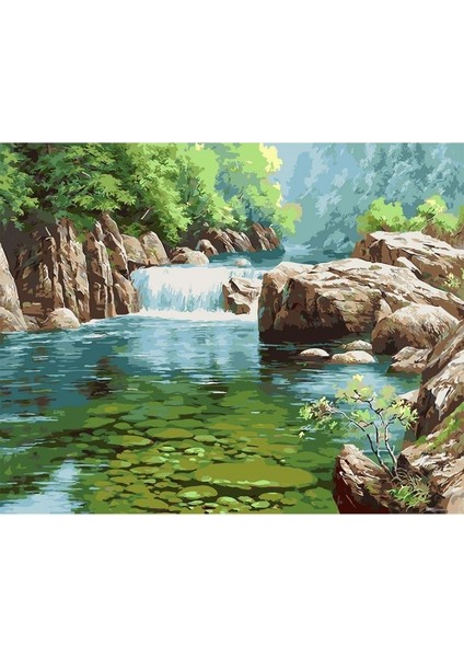 Canvas Selale Sayılarla Boyama Seti Kasnaklı