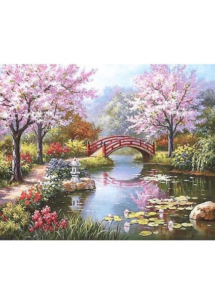 Canvas Pembe Orman Sayılarla Boyama Seti Kasnaklı