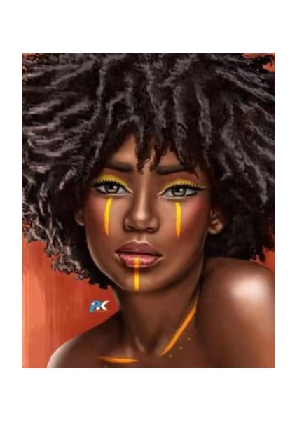 Canvas Afrika Stili Sayılarla Boyama Seti Kasnaklı