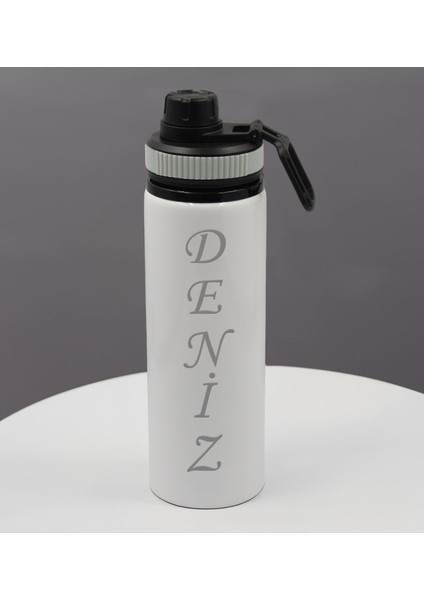Kişiye Özel Isimli Gri Renkli Şerit Metal Su Matarası 850ML, Isimli Matara, Arkadaşa Hediye fiyatları