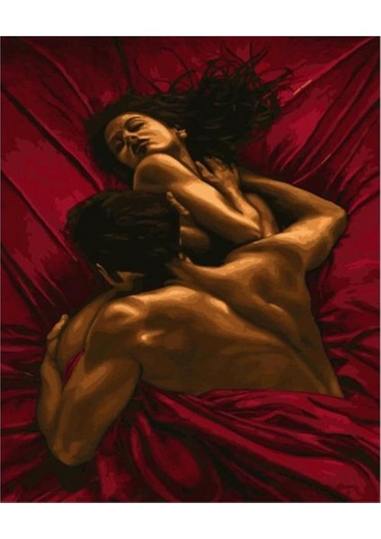 Canvas Kırmızı Ask Sayılarla Boyama Seti Kasnaklı