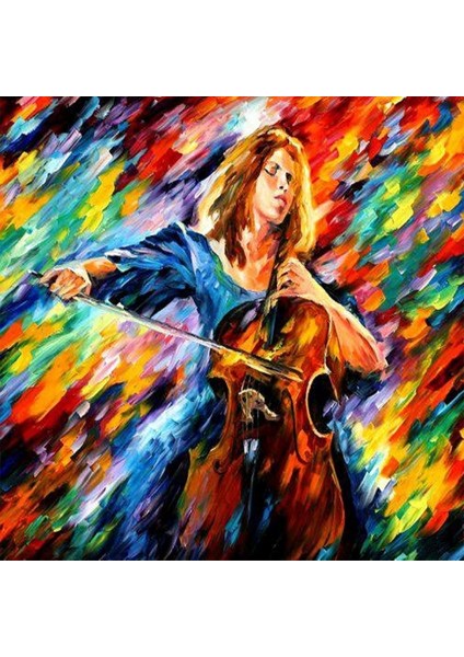 Canvas Renkli Kemancı Sayılarla Boyama Seti Kasnaklı