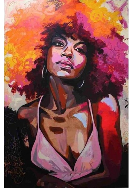 Canvas Afrikalı Güzel Sayılarla Boyama Seti Kasnaklı