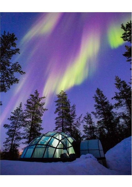 Canvas Kuzey Isıklarında Kamp Sayılarla Boyama Seti Kasnaklı