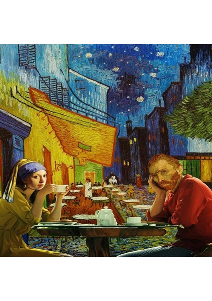 Canvas Ince Küpeli Kız ve Gogh Sayılarla Boyama Seti Kasnaklı