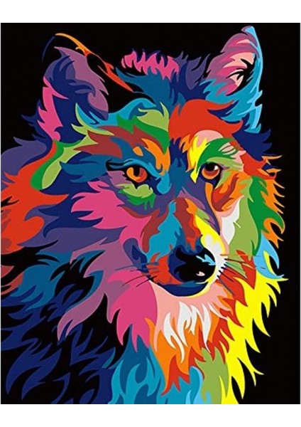 Canvas Renkli Kurt Sayılarla Boyama Seti Kasnaklı