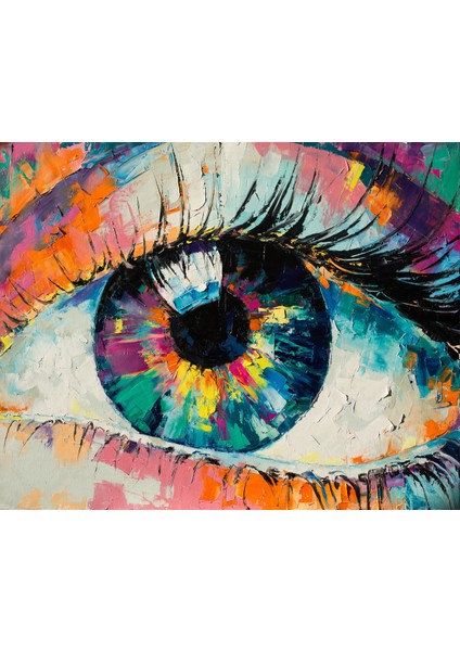 Canvas Renkli Göz Sayılarla Boyama Seti Kasnaklı