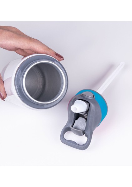 Kişiye Özel Isimli Mavi Şerit Pipetli Metal Su Matarası 650ML, Isimli Matara, Arkadaşa Hediye fiyatları