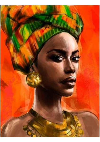Canvas Afrikalı Güzel 7 Sayılarla Boyama Seti Kasnaklı