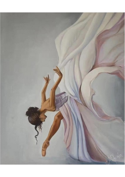 Canvas Beyaz Kuğu Balerin Sayılarla Boyama Seti Kasnaklı