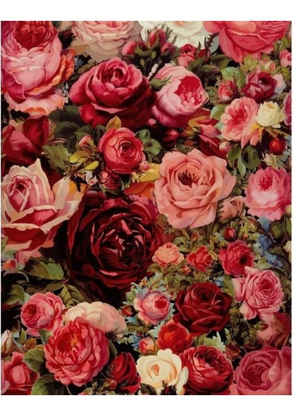 Canvas Gül Demeti Sayılarla Boyama Seti Kasnaklı