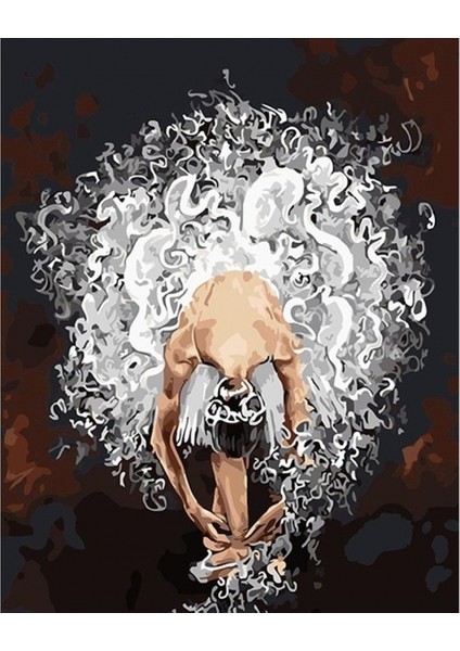 Canvas Beyaz Balerin Sayılarla Boyama Seti Kasnaklı