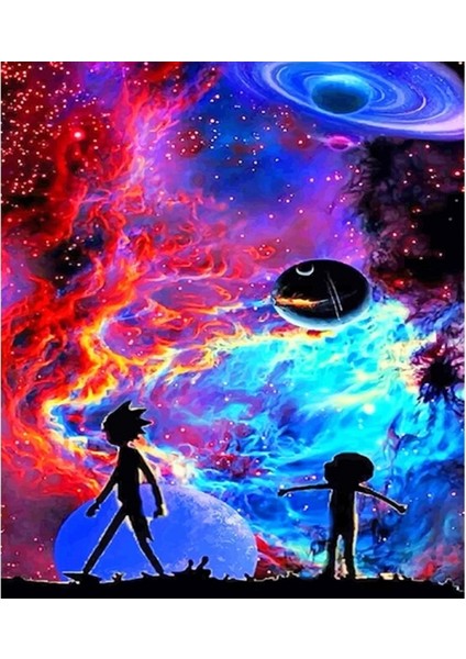 Canvas Rick ve Morty Sayılarla Boyama Seti Kasnaklı
