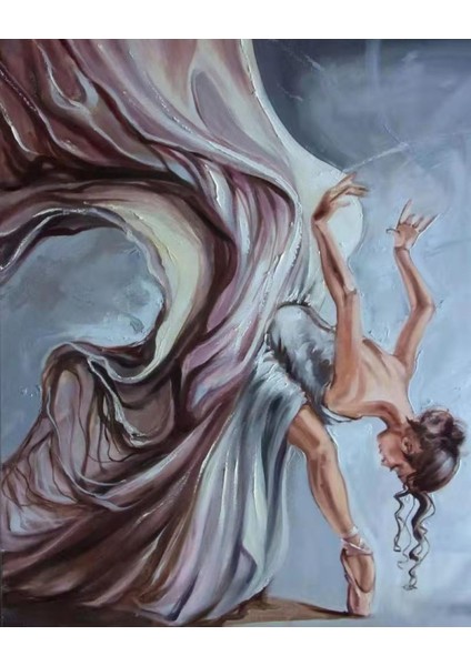 Canvas Balerin Eteği Sayılarla Boyama Seti Kasnaklı