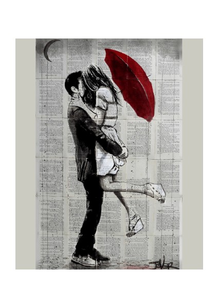 Canvas Romantik Semsiye Anısı 2 Sayılarla Boyama Seti Kasnaklı