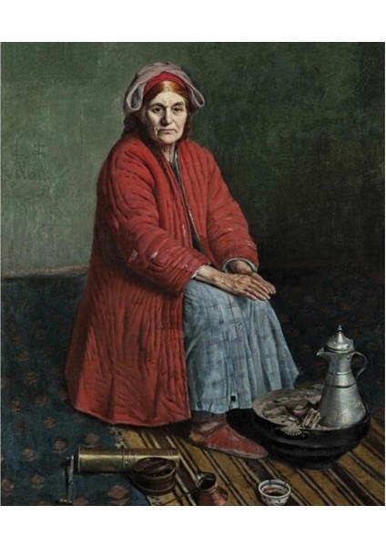 Canvas Halil Pasa Yaslı Halayık Sayılarla Boyama Seti Kasnaklı