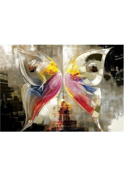 Canvas Kelebek Isıltısı Sayılarla Boyama Seti Kasnaklı