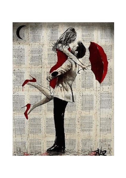 Canvas Romantik Semsiye Anısı 1 Sayılarla Boyama Seti Kasnaklı