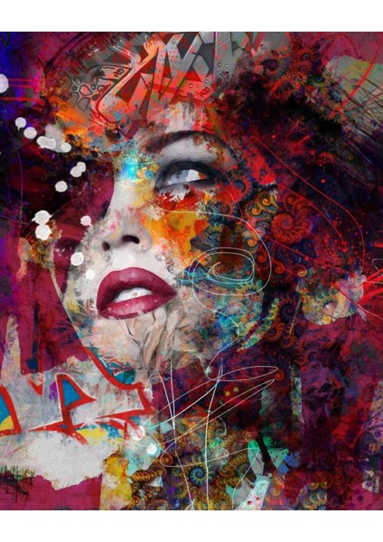 Canvas Renkli Düsünceler Sayılarla Boyama Seti Kasnaklı