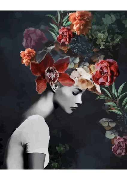 Hobby Kadının Çiçek Duruşu 2 Sayılarla Boyama Seti Rulo