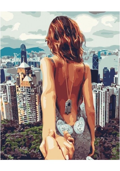 Canvas Hong Kongta Ask Sayılarla Boyama Seti Kasnaklı