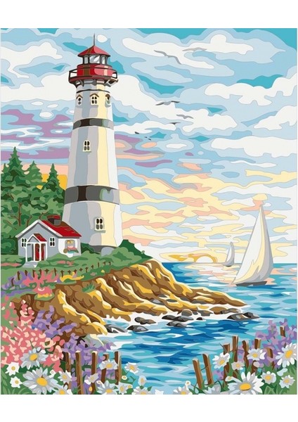 Canvas Yelken ve Fener Sayılarla Boyama Seti 2 Kasnaklı