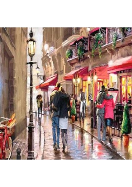 Canvas Asıklar Sokağı Sayılarla Boyama Seti Kasnaklı