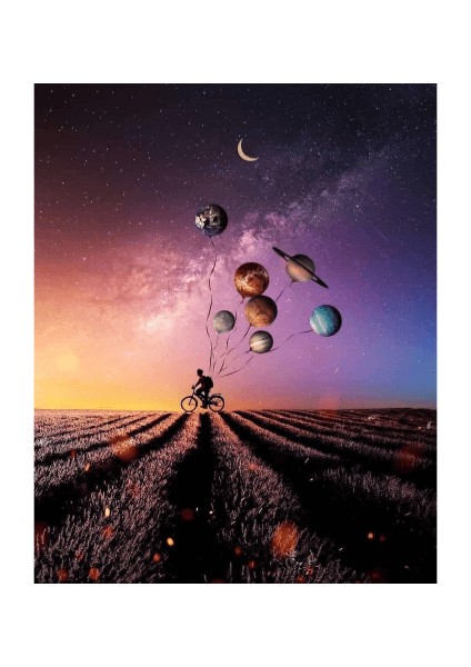 Canvas Pesimdeki Evren Sayılarla Boyama Seti Kasnaklı