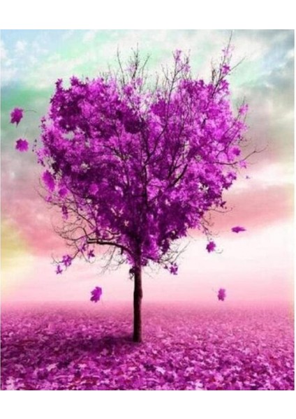 Canvas Ask Ağacı Sayılarla Boyama Seti Kasnaklı