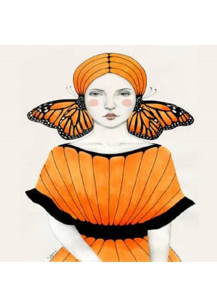 Hobby Turuncu Kelebekli Kadın Sayılarla Boyama Seti Rulo