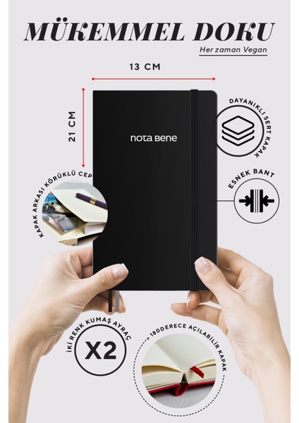 Nota Bene Classic Sert Kapak Defter, 13X21 Cm, Çizgili modelleri