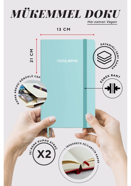 Nota Bene Classic Sert Kapak Defter, 13X21 Cm, Çizgili modelleri