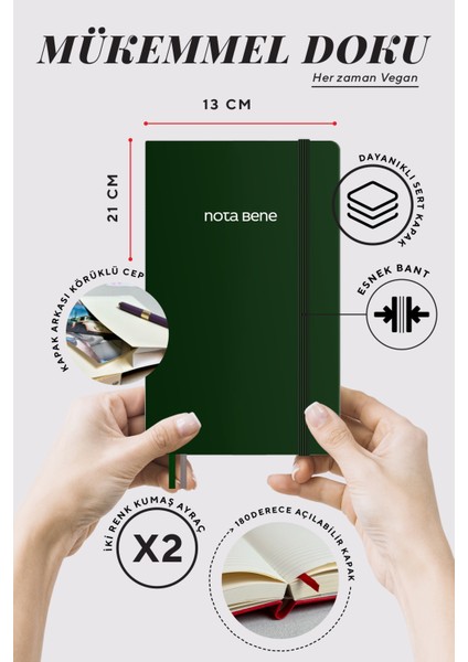 Nota Bene Classic Sert Kapak Defter, 13X21 Cm, Çizgili modelleri