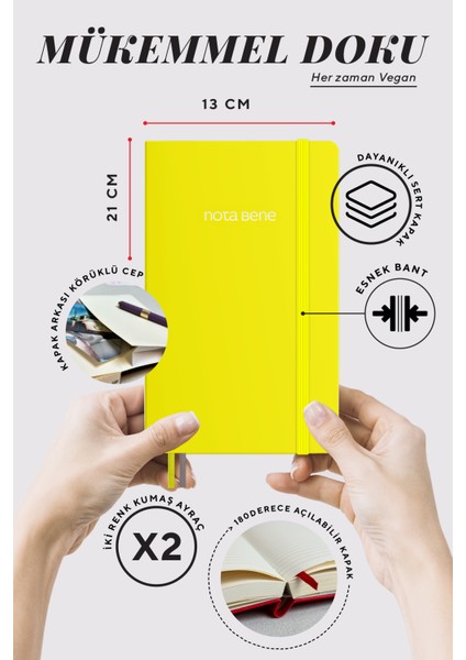 Nota Bene Classic Sert Kapak Defter, 13X21 Cm, Çizgili modelleri