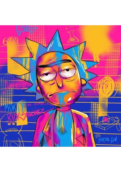 Canvas Renkli Rick Sayılarla Boyama Seti Kasnaklı