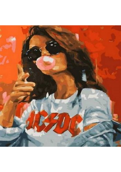 Canvas Rockçı Kız Sayılarla Boyama Seti Kasnaklı