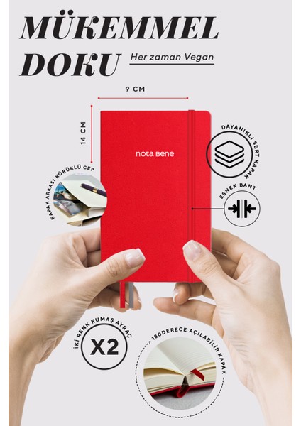 Nota Bene Classic Sert Kapak Defter, 9X14 Cm, Çizgili modelleri