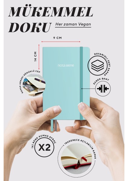 Nota Bene Classic Sert Kapak Defter, 9X14 Cm, Çizgili modelleri