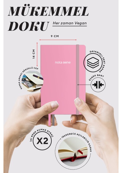 Nota Bene Classic Sert Kapak Defter, 9X14 Cm, Çizgili modelleri