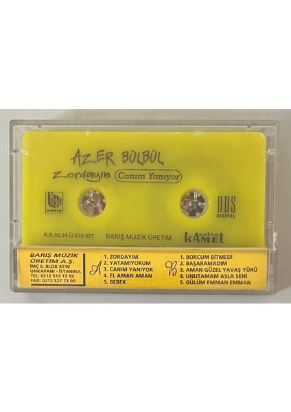 Azer Bülbül Zordayım Canım Yanıyor Kaset (Orjinal Dönem Baskı 2.el Kaset)