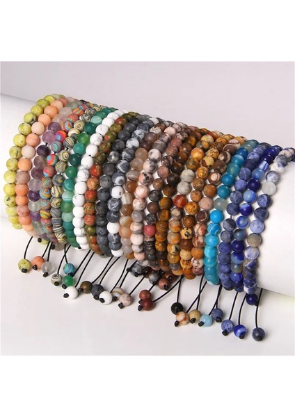 Çılgın Akik Doğal 6 mm Çakra Mineral Taş Boncuk Bileklik Erkekler Mat Unkaite Labradorit Sınıf A Sodalite Bileklik Kadınlar Ayarlanabilir Takı (Yurt Dışından)
