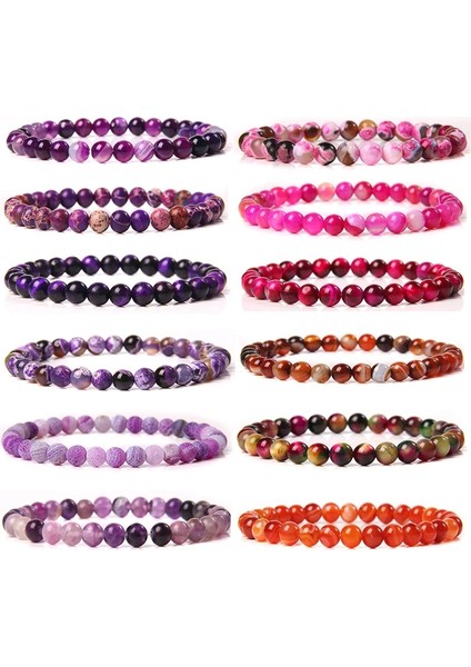 19CM Tarzı Pas Kırmızısı 6mm Mor Doğal Ametistler Kaplan Gözü Aagtes Taş Boncuk Bilezik El Yapımı Yoga Enerji Takı Kadın Erkek Hediyeler Için (Yurt Dışından) indirimleri