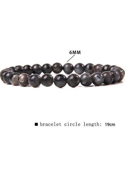 21CM Tarzı 4.labradorit 6 mm Beyaz Siyah Boncuk Bilezikler Doğal Taş Kadın Erkek Jades Agates Strand Boncuk Streç Elastik Halat Bilezik Reiki Takı (Yurt Dışından)
